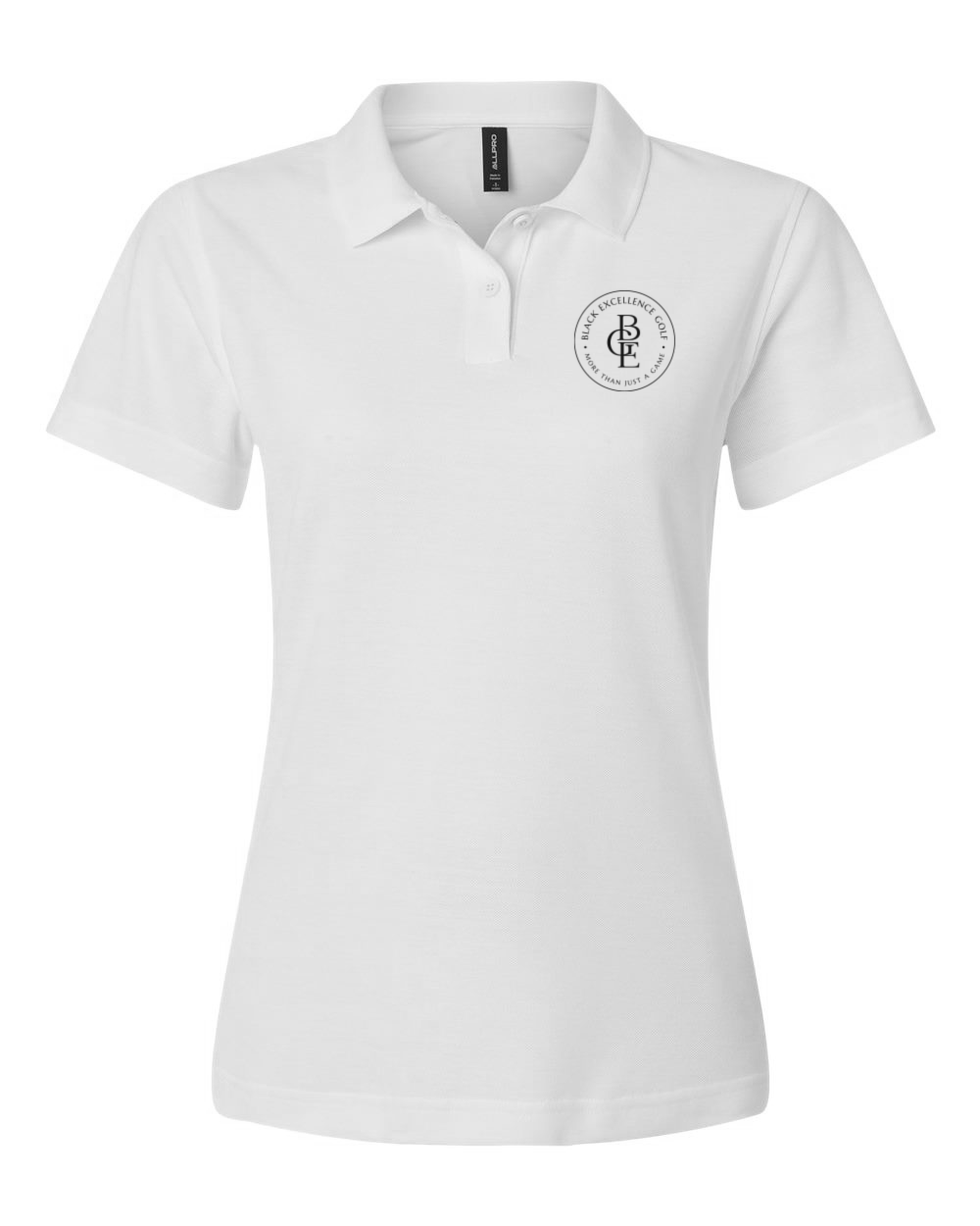 Premium Embroidered Women's Golf Polo (Black/White)